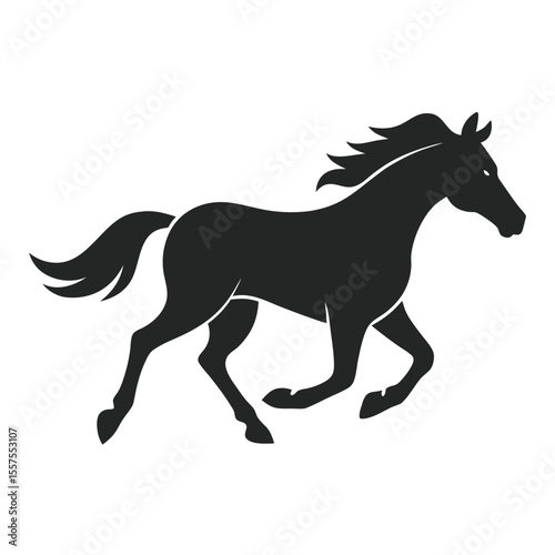 Majestic Running Horse Silhouette Elegant Equine Vector Illustration