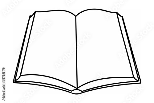 Open book outline with blank pages ready for text or design elements illustration