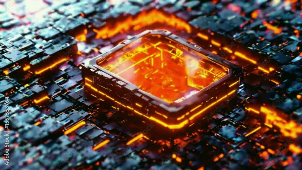 Cuttingedge Futuristic Cybernetic Technology Featuring a Glowing Orange Interface Display 