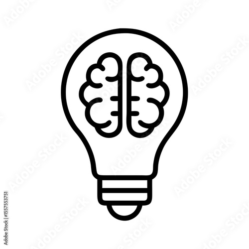 Creative light bulb symbol containing a brain inside, representing idea and innovation