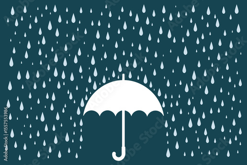 Cartoon vector umbrella under the rain, pastel flat design for kids decor, nursery patterns, seasonal educational art, and baby-themed graphics
