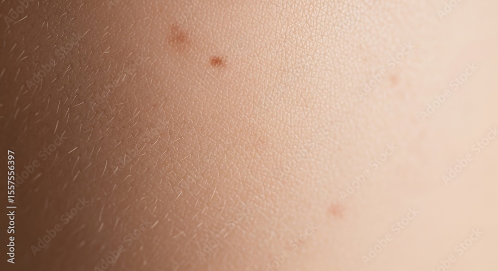 Fototapeta premium Close-up of caucasian skin with freckles and fine hairs