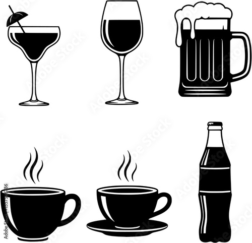 Collection of Drink and Beverage Silhouette Icons