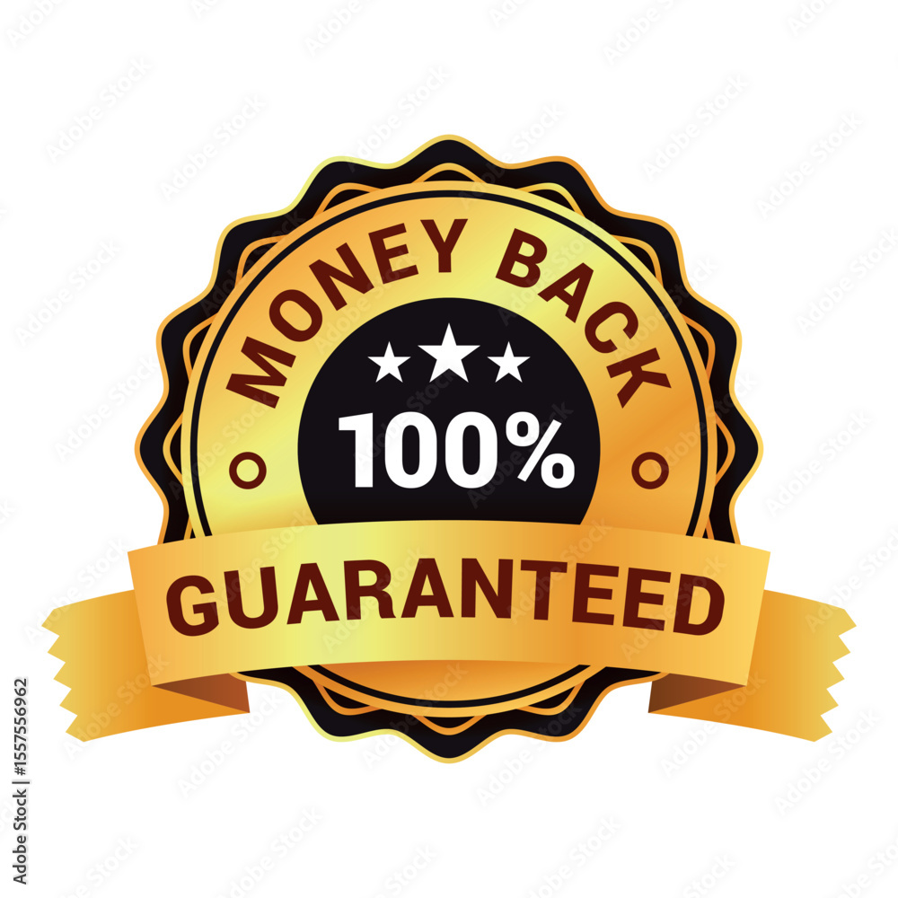 Obraz premium 100 percent Money Back Guarantee Label featuring a bold design with prominent text. Ideal for increasing customer satisfaction and trust.