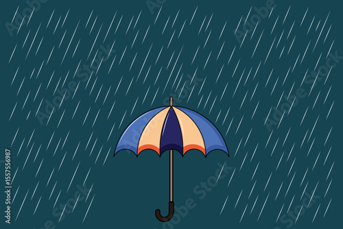Seamless cartoon rain background with umbrella, flat pastel vector for nursery themes, educational content, and children’s digital artwork
