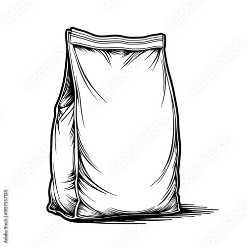 Almond flour bag line art, minimalist packaging illustration