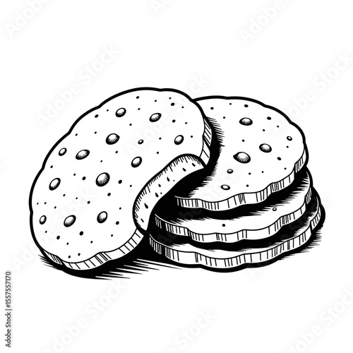 Gluten-free ginger snaps line art style, clarity and precision illustration