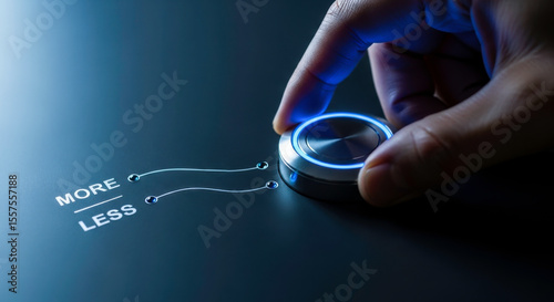 More less button control choice decision dial finger hand interface option power regulation setting switch