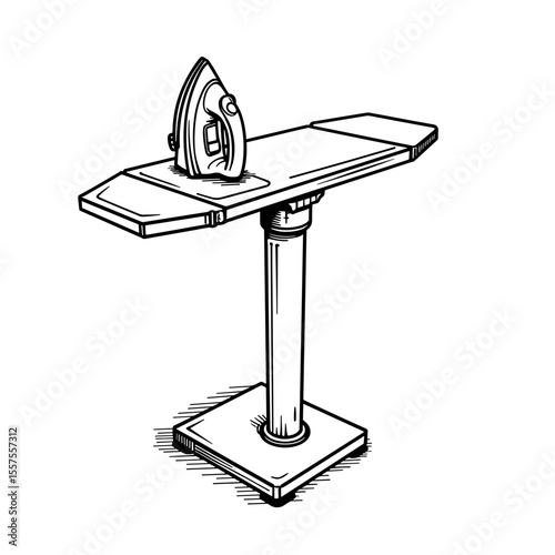 Wi-Fi enabled ironing station line art, smart home technology design