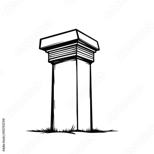 Smart chimney ventilation system line art, architectural design clarity