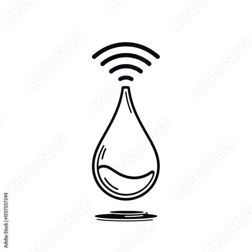Line art of Wi-Fi water usage monitor, smart home technology icon