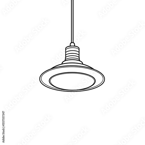 Line art of remote-controlled ceiling light, modern lighting illustration