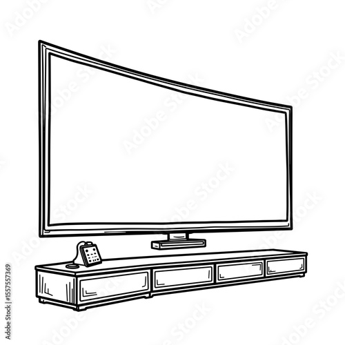 Line art home theater system with automatic lighting, modern entertainment design