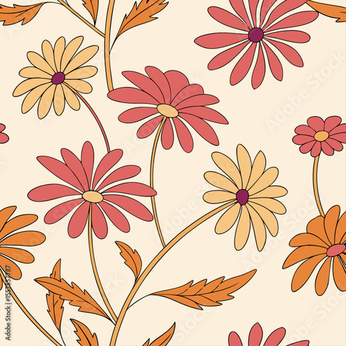 Сolourful cute floral summer pattern background. Lovely design for wrapping, textile, cover, print, banner, greeting card, label, wallpaper.
