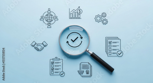 Business process management audit compliance checklist review analysis magnifying glass workflow improvement