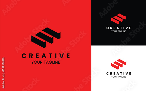 Letter E 3D logo template