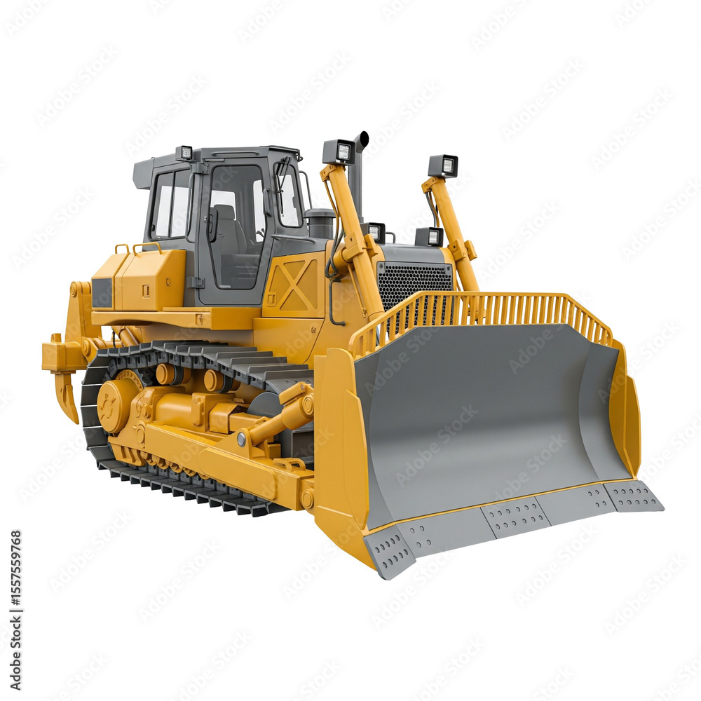 Fototapeta premium yellow bulldozer isolated on white