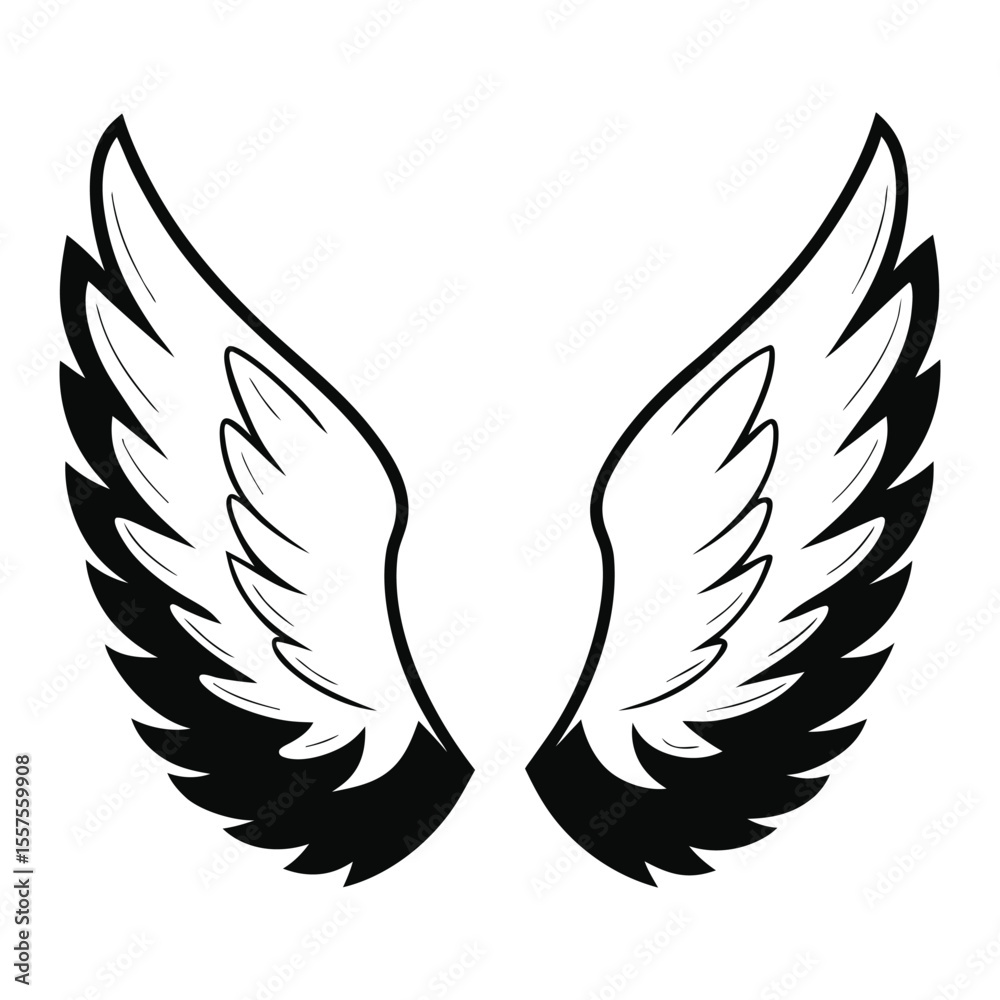 Fototapeta premium Wings vector illustration with an eagle and angel wing design, a symbol of freedom