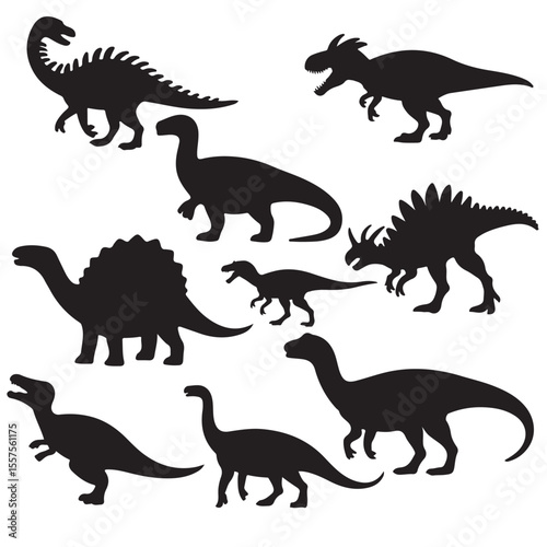 set of dinosaurs silhouettes
