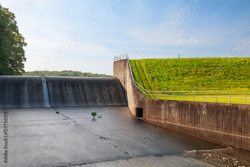 Low water level in the lake Logan spillway