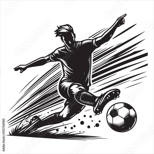Soccer Player From Preparing for a Free Kick to Scoring a Goal Silhouette , black colour vactor 