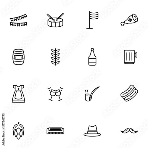 Oktoberfest Celebration Vector Icon Set