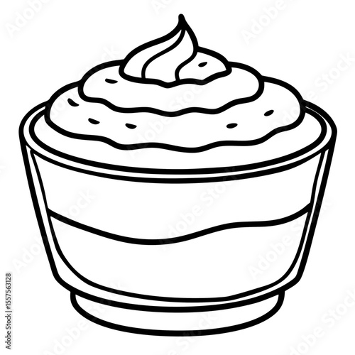 Tiramisu line art vector