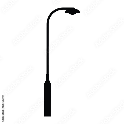 Futuristic Smart City Street Lamp Silhouette, Vector, Illustration, Outline, Line Art, Icon, Logo, White Background.