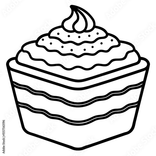 Tiramisu line art vector
