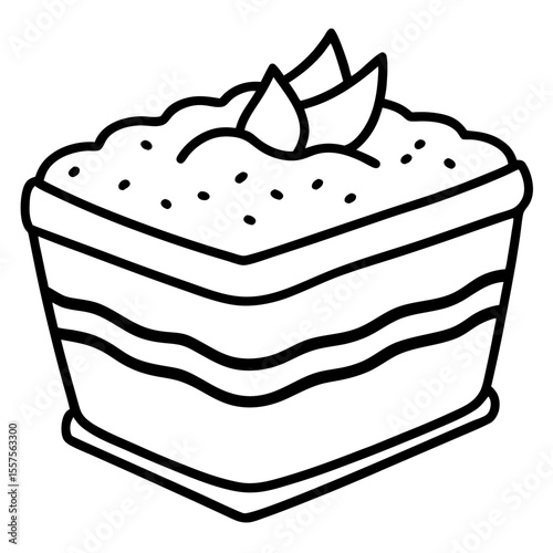 Tiramisu line art vector