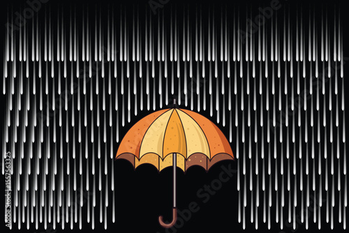 Flat cartoon umbrella with soft rain drops, pastel vector art for baby room posters, seasonal weather scenes, and children’s digital printables
