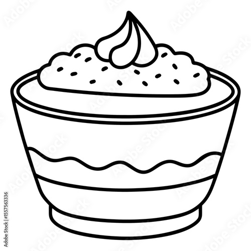 Tiramisu line art vector