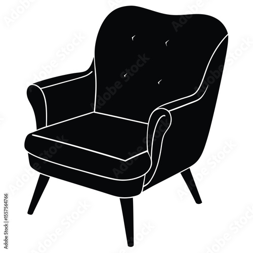 Modern Armchair Silhouette Vector