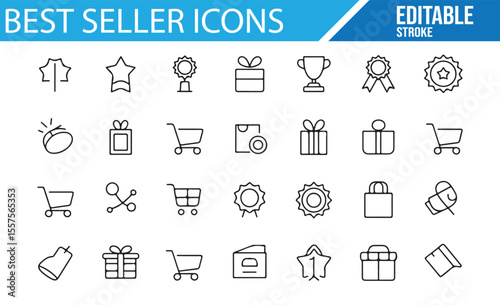 Shopping and Best Seller Icons Set for Retail and Online Stores