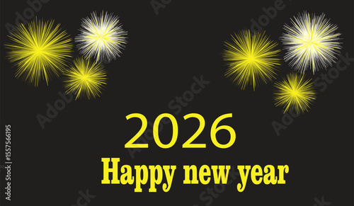 Happy new year celebration with fireworks for the year 2026