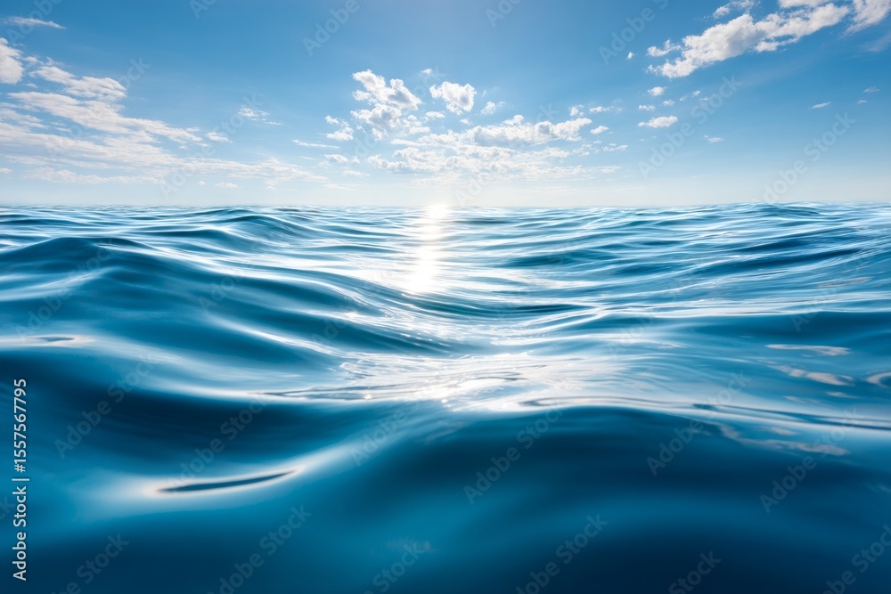 Obraz premium Blue Ocean Waves Under Bright Sunny Sky