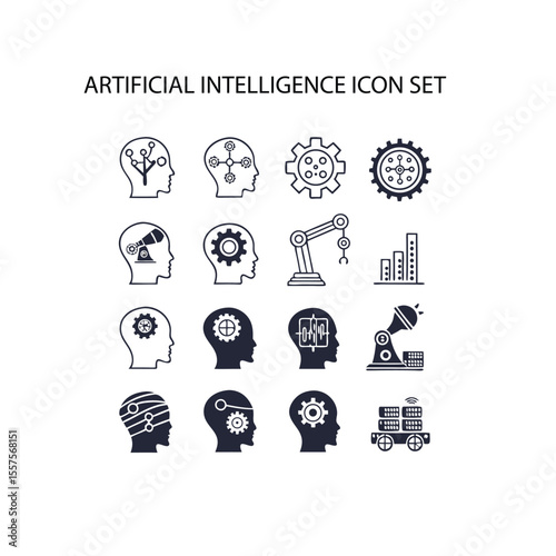 Artificial intelligence icon set
