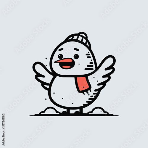 snowman with christmas hat