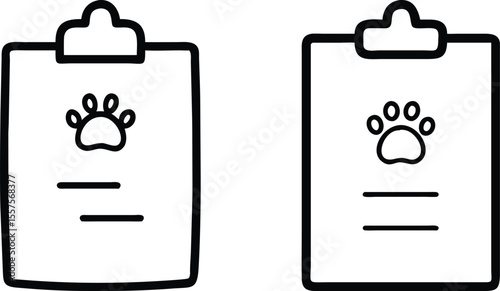 Pet Clinic Checkup Forms: Two Printable Paw Print Clipboard Templates for Veterinary Use