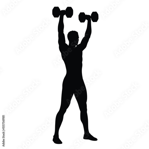 Silhouette of a Man Exercising – Fitness Motivation, Workout Shadow, Gym Training, Healthy Lifestyle 