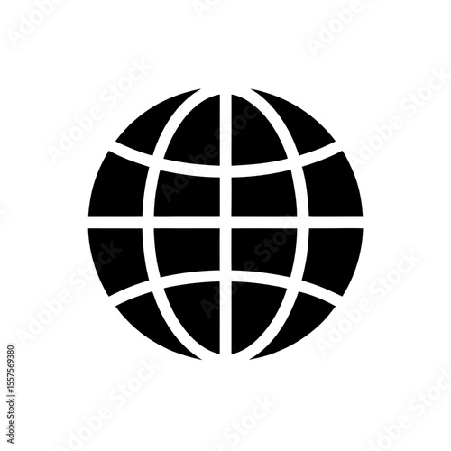 globe grid icon vector flat and clean look isolated