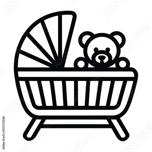 Baby Shower Icon, Vector, Illustration, Outline, Line Art, Silhouette, Logo, White Background.