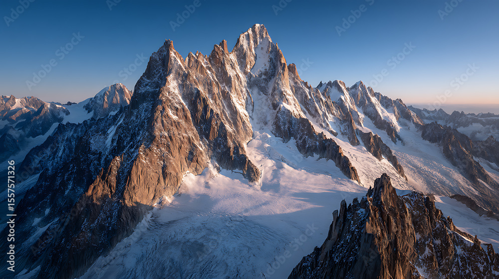 Obraz premium Majestic mont blanc massif sunrise aerial view alps france