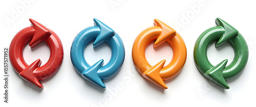 Four colorful circular arrows represent refreshing, recycling, or updating.
