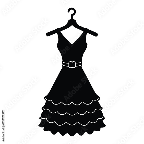 Elegant boutique dress silhouette displayed on a hanger perfect for fashion and retail design projects