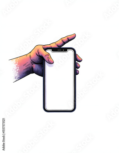 Hand holding a smartphone with a blank screen, perfect for your design or content.