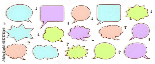 Various colorful speech bubbles for communication, conversations, and conveying ideas.