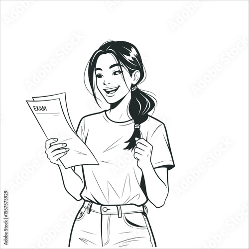 Excited student celebrating a good exam result
