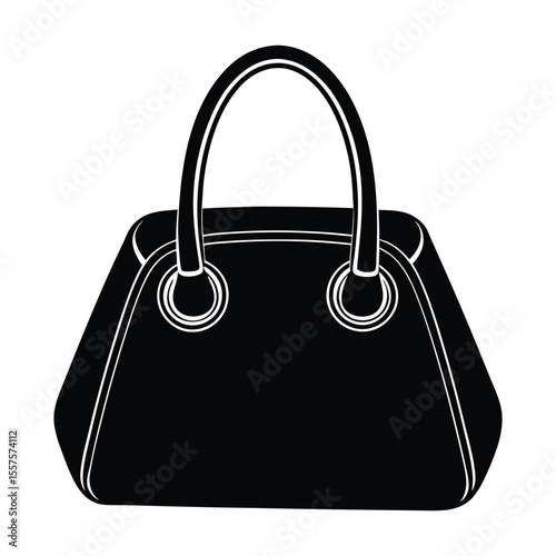 Clean and modern handbag silhouette with elegant rounded handles for fashion and accessory designs