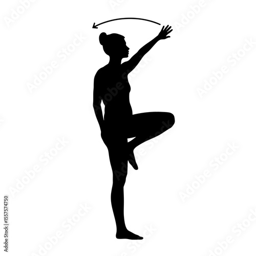 Silhouette of woman doing yoga pose, balance and wellness concept